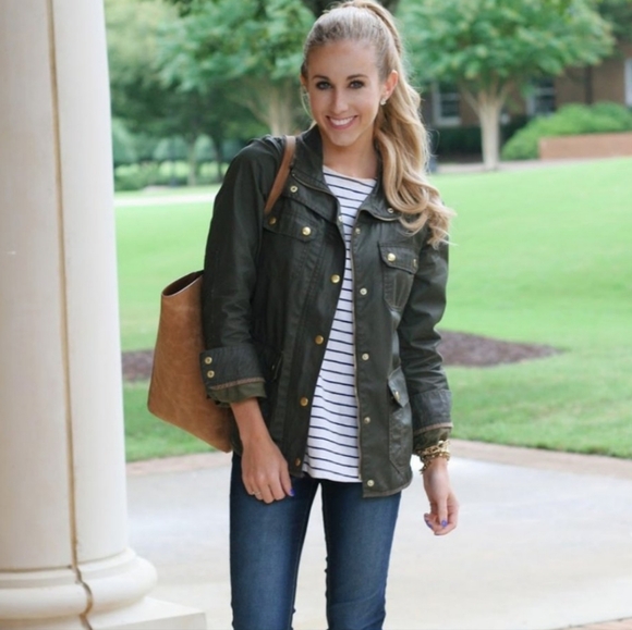 J Crew Relaxed Boyfriend Military Jacket With Gold Buttons. Burnt Orange. Size L - Picture 9 of 10